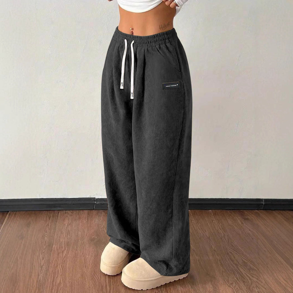 Loose Drawstring Solid Color Pocket Casual Versatile Pants Women's Pants