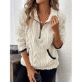 Contrast Color Half-open Collar Plush Women's Sweater