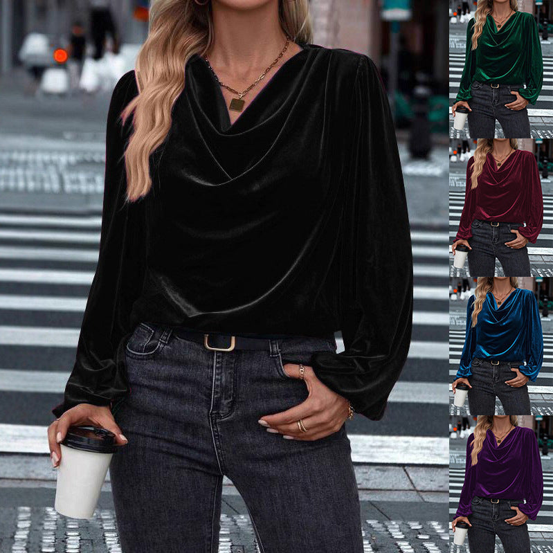 Women's Pile Collar Long Sleeve Top