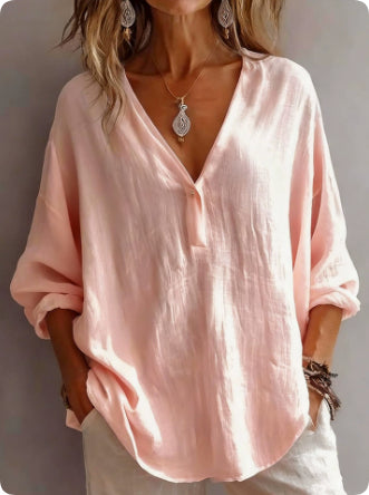 Fashion Long-sleeved Lapel Pullover Shirt Casual Loose Solid Color T-shirt Tops Women's Clothing